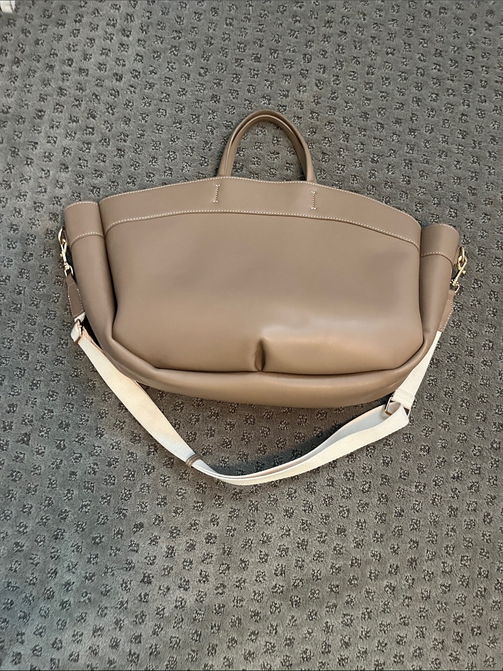 Anthropologie Taupe Shoulder Bag with Cream Strap